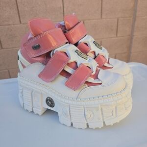 New Rock Pink Tank C4 Leather Ankle Boots